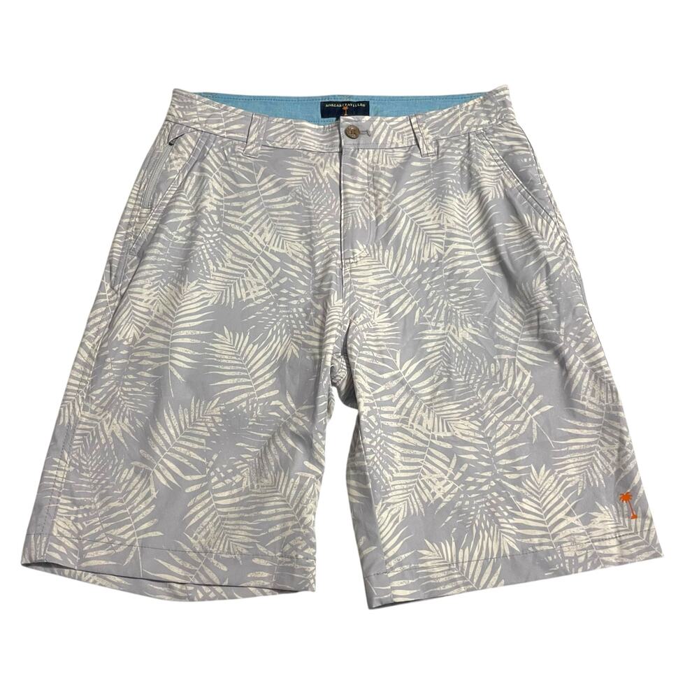 Margaritaville Mens Shorts Size 30 Gray Palm Tropical Stretch Golf Board Shorts